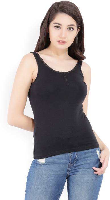 Only Solid Women Round Neck Black T-Shirt