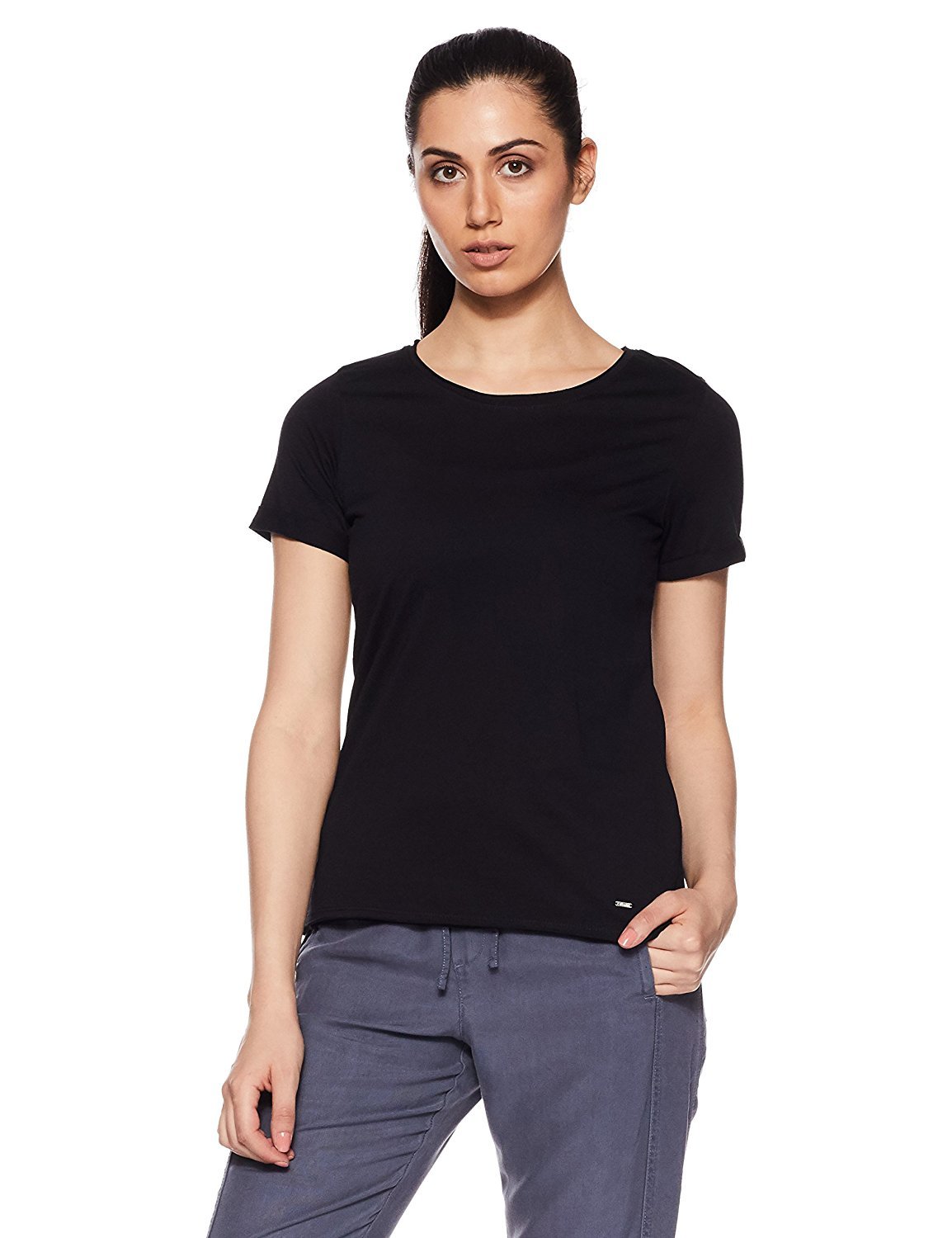 People Women's Plain Regular Fit Top